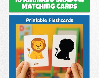 Animal Shadow Matching Game | 18 Printable Animal Flashcards | Montessori-Inspired Preschool Activity