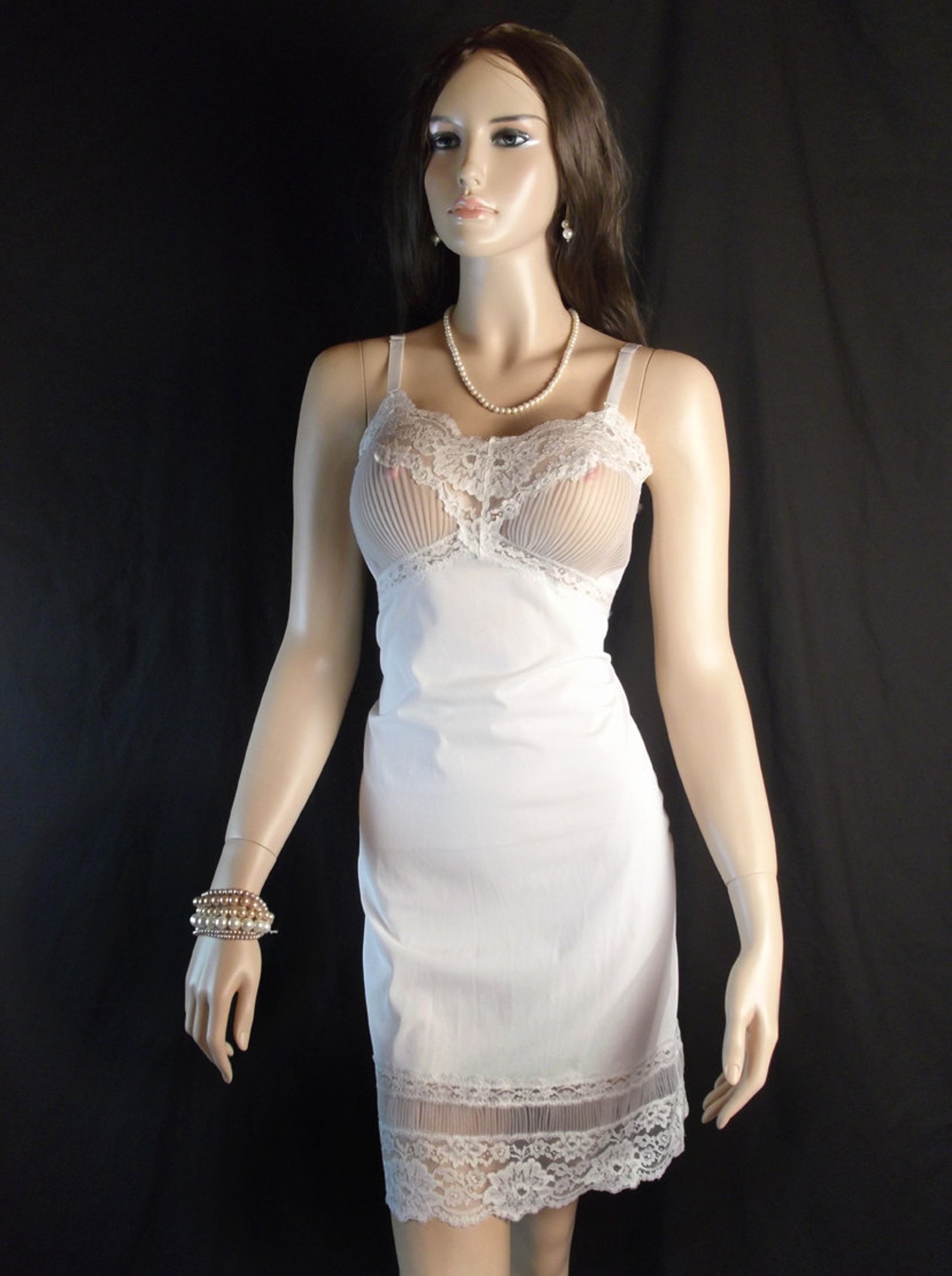 Vintage 1950s full slip pleated petticoat white | Etsy