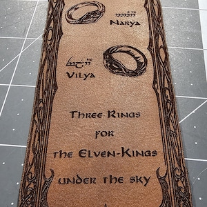 3 Elven Rings - Leather Bookmark