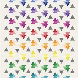 Patrón de patchwork con diseño vectorial / Degradado ombré / Triángulo geométrico moderno / Técnica de patchwork sobre papel (descarga en PDF)