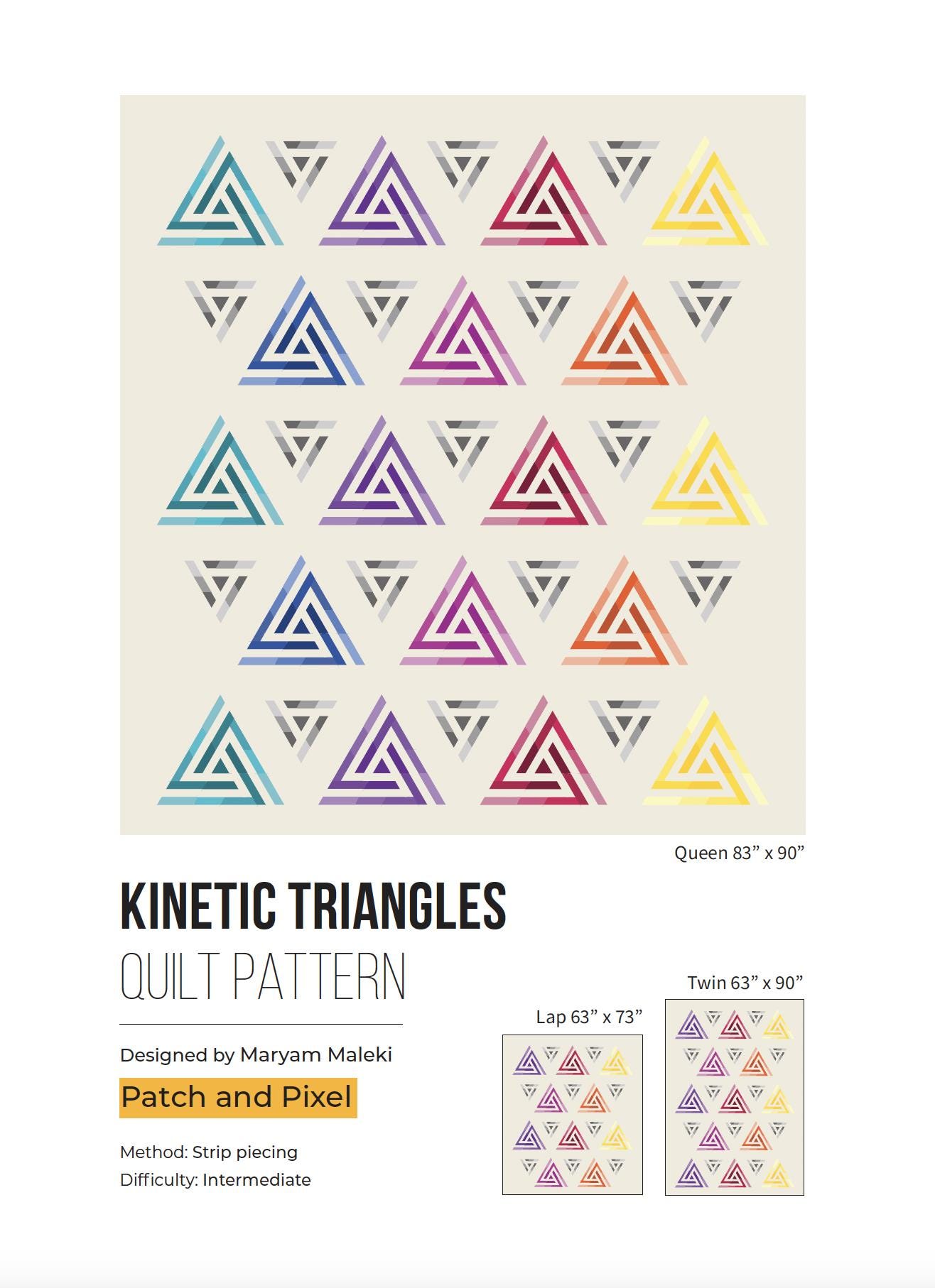 Kinetic Gradient Kinetic Triangles Quilt Pattern | Modern Geometric Gradient | Strip ...