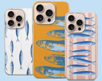 Retro Sardine Tin Phone Case, Italian Summer Print for iPhone 18 Pro, iPhone 18 Pro Max, Samsung S25, Google Pixel 9