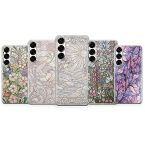 Stained Glass Wildflower Phone Case – Mosaic Floral Cover for Samsung S26 Ultra S25 FE S24 S23 iPhone 17 Pro Max 16 15 Plus 14 13 Pixel 10