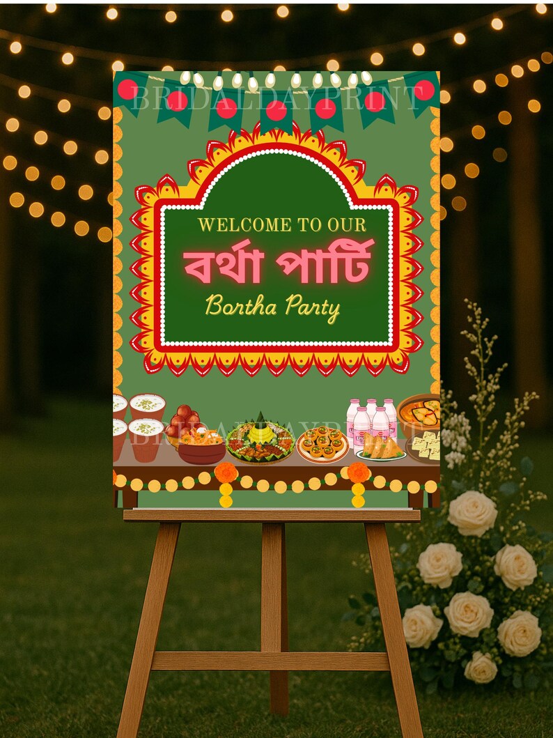 Bengali Bhorta Party Poster Festive Indian Celebration Decor instant Bengali Bhorta Party Poster Festive Indian Celebration Decor instant