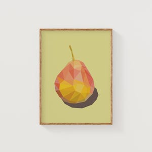 Geometric Pear Print: Modern Kitchen Wall Art (Digital Download) | Pear Poster | Minimalist Dining Room Artwork | Printable Fruit Art