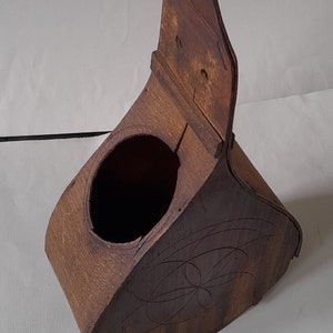 Antique 19c Primitive Wooden Wall Salt Box Unique Shape