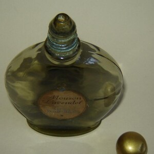 2 Old vINTAGE Art Deco Scent pERFUME BOTTLE SMOKED gLASS Mouson Lavendel GERMANY image 4