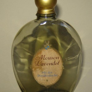 2 Old vINTAGE Art Deco Scent pERFUME BOTTLE SMOKED gLASS Mouson Lavendel GERMANY image 3