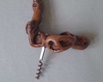 Old Vintage Wood Grapevine Root Corkscrew Wine Bottle Cork Opener Grape Vine Burl