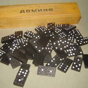 old vintage Set of 35 Domino Dominoes  - original box