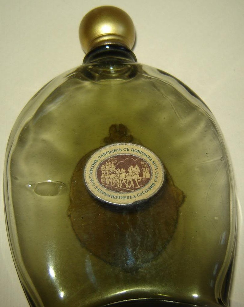 2 Old vINTAGE Art Deco Scent pERFUME BOTTLE SMOKED gLASS Mouson Lavendel GERMANY image 5