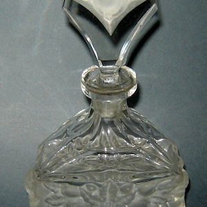 ANTIQUE Old Art Deco Bohemia Cut CRYSTAL BOTTLE Decanter w/ Stopper 10 3/4&quot; tall