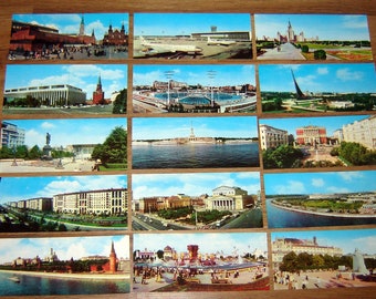 Old 1968 Russian USSR Soviet Moscow Set of 16 Large PHOTO POSTCARD
