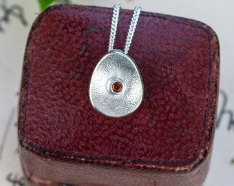 January Birthstone Garnet Pendant and Earrings - Recycled Sterling Silver - January Birthstone Jewellery - Sea Button - Handmade in Scotland