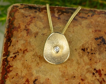 Gold Diamond Pendant - Recycled Solid 9ct Gold - Ruby Anniversary Gift - Sea Buttons Pendant - Handmade in Scotland