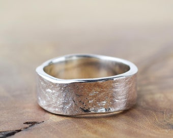 Sterling Silver Plain Textured 8mm Wide Storybook Band