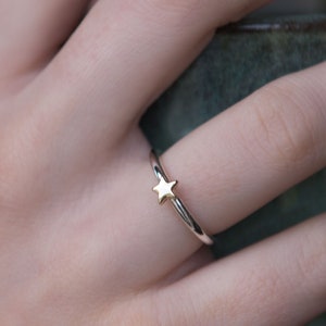 Solid 9ct Gold Small Star Ring Recycled Yellow Gold Polished Simple Star Ring Handmade in Scotland Lunar Celestial Stackable Rings image 2