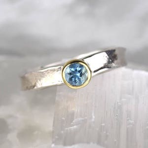 Silver and Gold Aquamarine Matilda Ring image 1