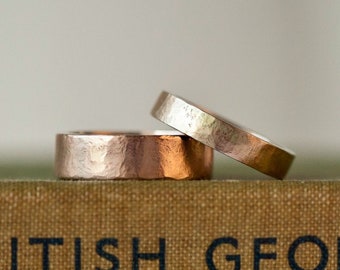 Gold Organic Textured 6mm Wide Band