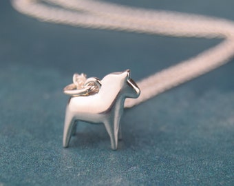 Small Sterling Silver Swedish Dala Horse Pendant