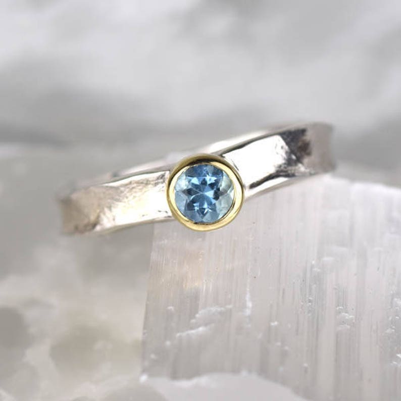 Silver and Gold Aquamarine Matilda Ring image 1