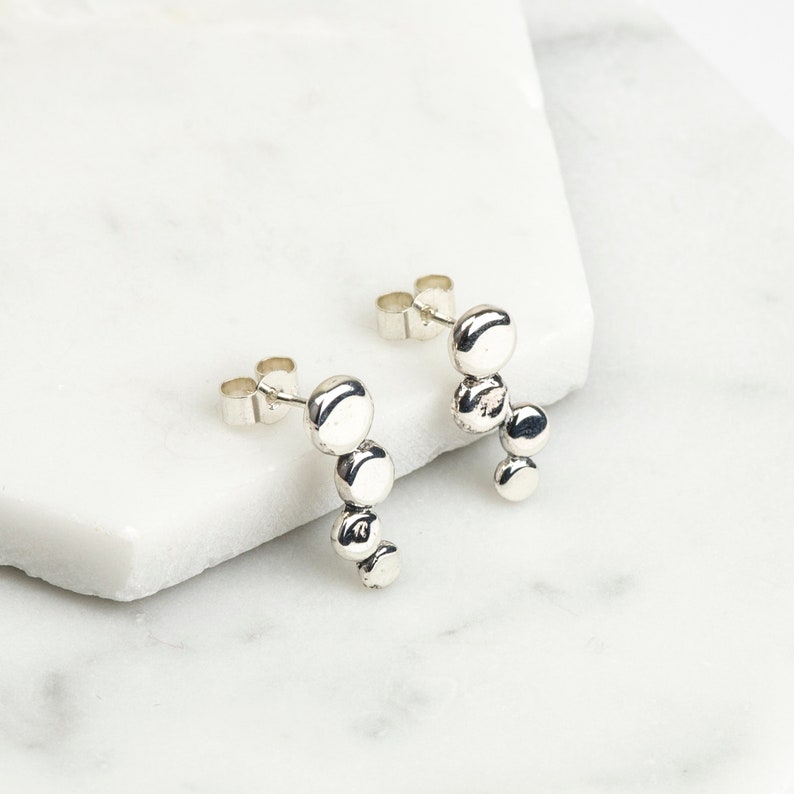 Sterling Silver Four Pebble Stud Earrings image 3