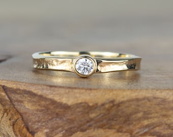 Diamond Tess Solid Gold Textured Storybook Ring - Engagement Ring