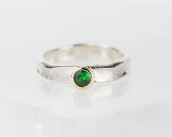 Heidi Green Tsavorite Garnet Silver and Gold Ring