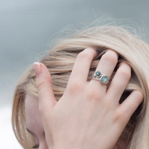 Labradorite Silver Gemstone Stacking Ring image 4