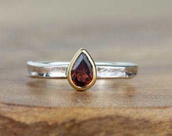 Garnet Teardrop Alice January Birthstone Ring