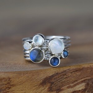 Rainbow Moonstone Stackable Ring image 4