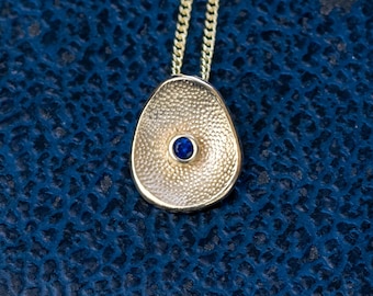 Gold Blue Sapphire Pendant - Recycled Solid 9ct Gold - Sapphire Anniversary Gift - September Birthstone Gift - Sea Buttons Pendant