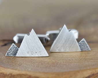 Personalised Silver Mountain Cuff links