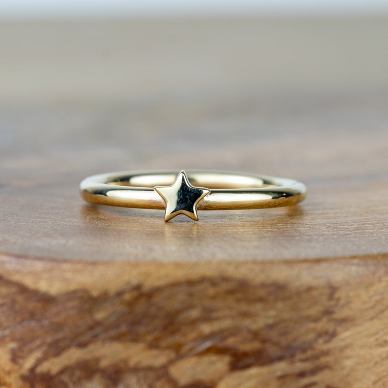 Solid 9ct Gold Small Star Ring Recycled Yellow Gold Polished Simple Star Ring Handmade in Scotland Lunar Celestial Stackable Rings image 3