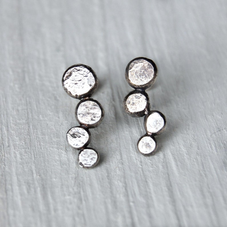 Sterling Silver Four Pebble Stud Earrings image 2