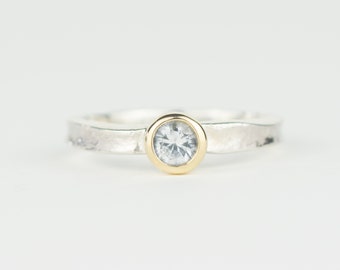 Esme White Sapphire Mixed Metals Textured Ring