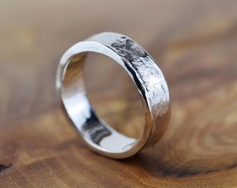 Sterling Silver 6mm Wide Textured Storybook Band - Wide Banded