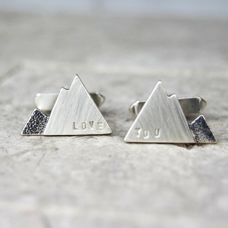 Personalised Silver Mountain Cuff links image 2