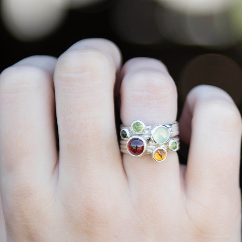 Prehnite Green Gemstone Stackable Ring
