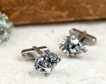 Silver Pyrite Mineral Cuff Links