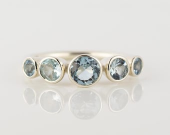 Aquamarine Solid Gold Ring | March Birthstone | Natural Aquamarines | Handmade Scottish Ring | Unique Engagement Ring