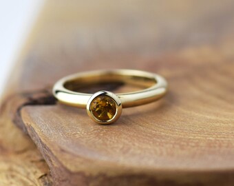 Citrine Gold Solitaire Ring