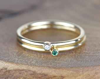 Gold Birthstone Stacking Rings