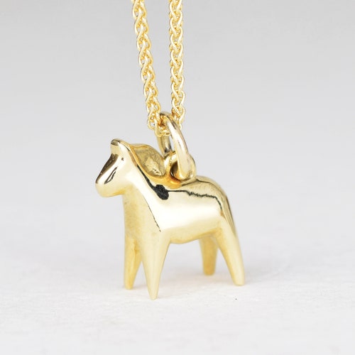 Small Solid Gold Swedish Dala Horse 