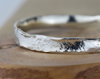 Sterling Silver Wide Storybook Textured Bangle