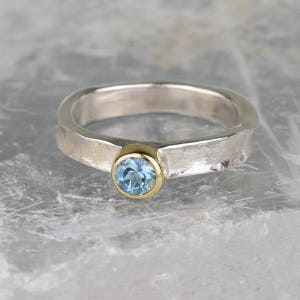 Silver and Gold Aquamarine Matilda Ring image 2