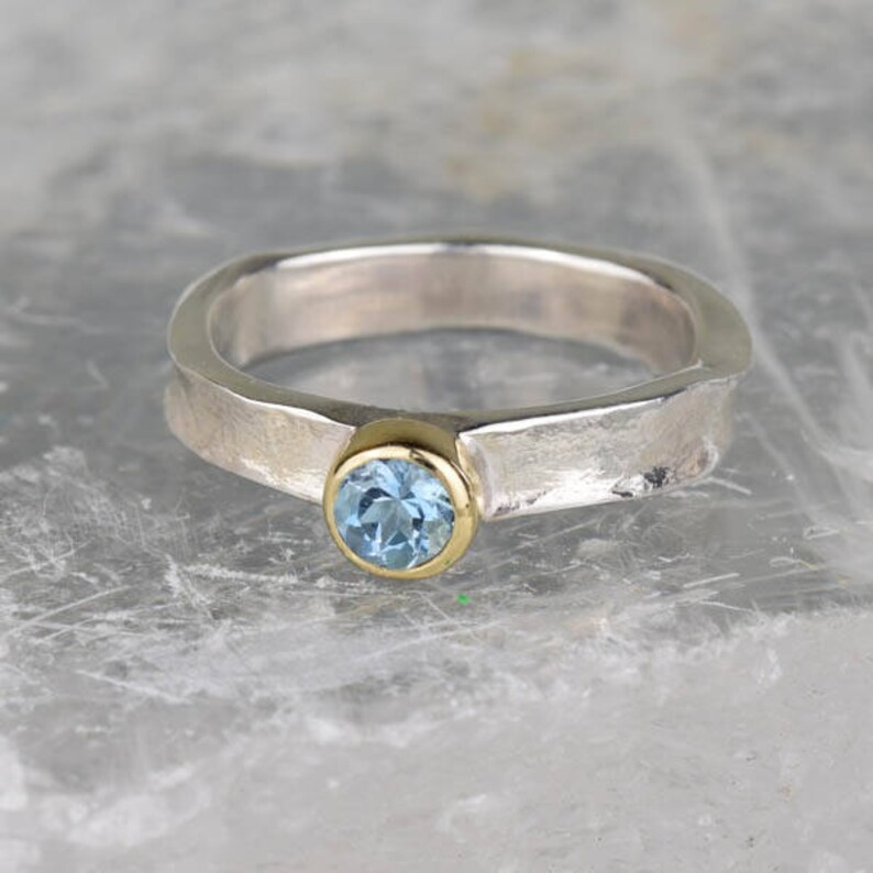 Silver and Gold Aquamarine Matilda Ring image 2