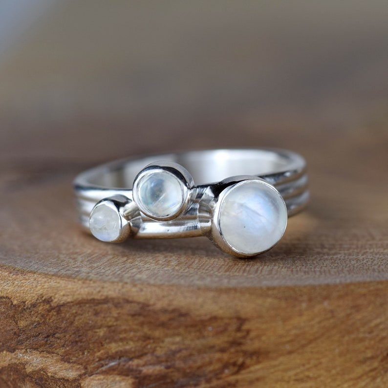 Rainbow Moonstone Stackable Ring image 1