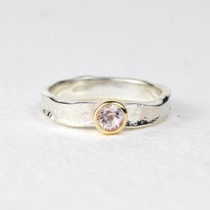 Morganite Textured Silver and Gold Matilda Storybook Ring image 2