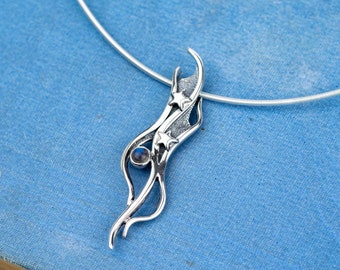 Northern Lights Labradorite Dancer Necklet - Sterling Silver Wire Necklet
